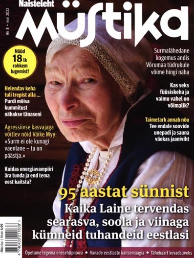 Kaika Laine tervendas tuhandeid eestlasi Ajakiri Müstika, mai 2022 kaanepilt – front cover