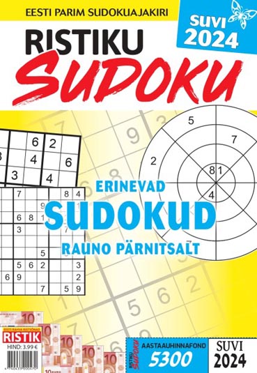 Ristiku Sudoku, suvi 2024 Eesti parim sudokuajakiri Erinevad sudokud Rauno Pärnitsalt kaanepilt – front cover