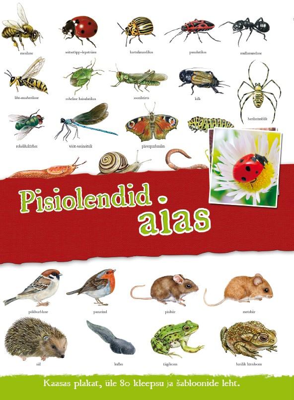 Pisiolendid aias Kaasas plakat, üle 80 kleepsu ja šabloonide leht. kaanepilt – front cover