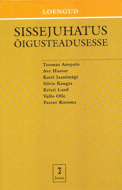 Sissejuhatus õigusteadusesse kaanepilt – front cover